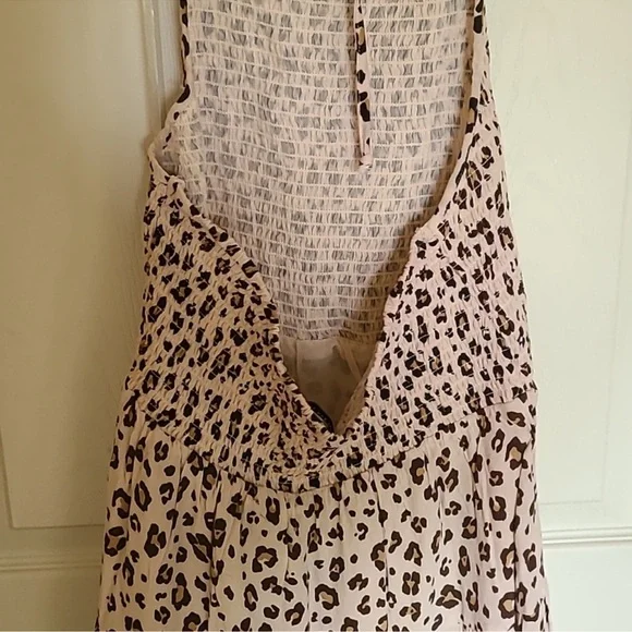 American Eagle Outfitters Blush and Brown Leopard Smocked Sundress - Picture 4 of 5